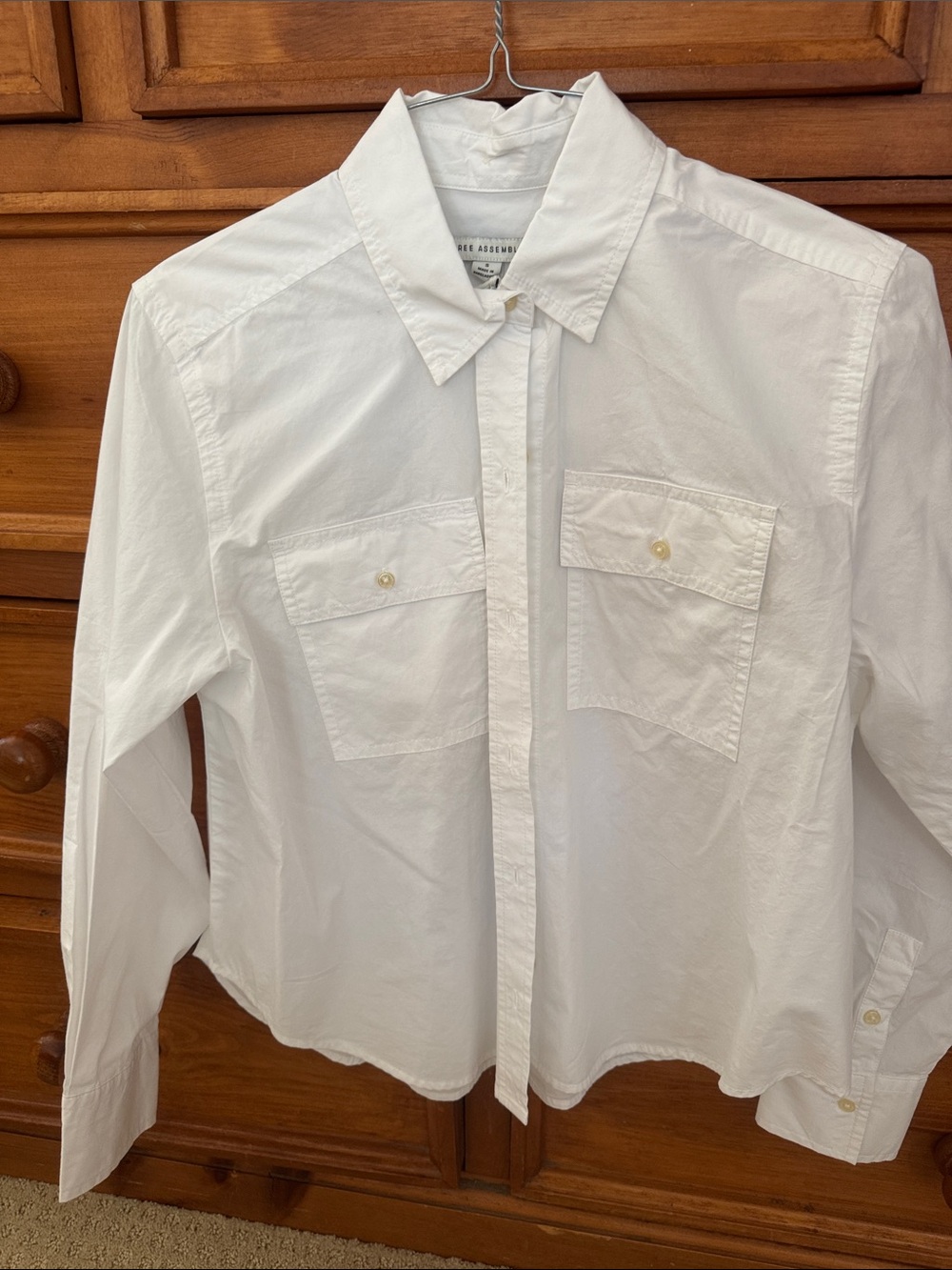 Classic White Button-Front Pocket Shirt - Women's
